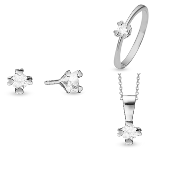 14 kt hvidguld smykkesæt, Mary serien by Aagaard med ialt 0,80 ct labgrown diamanter